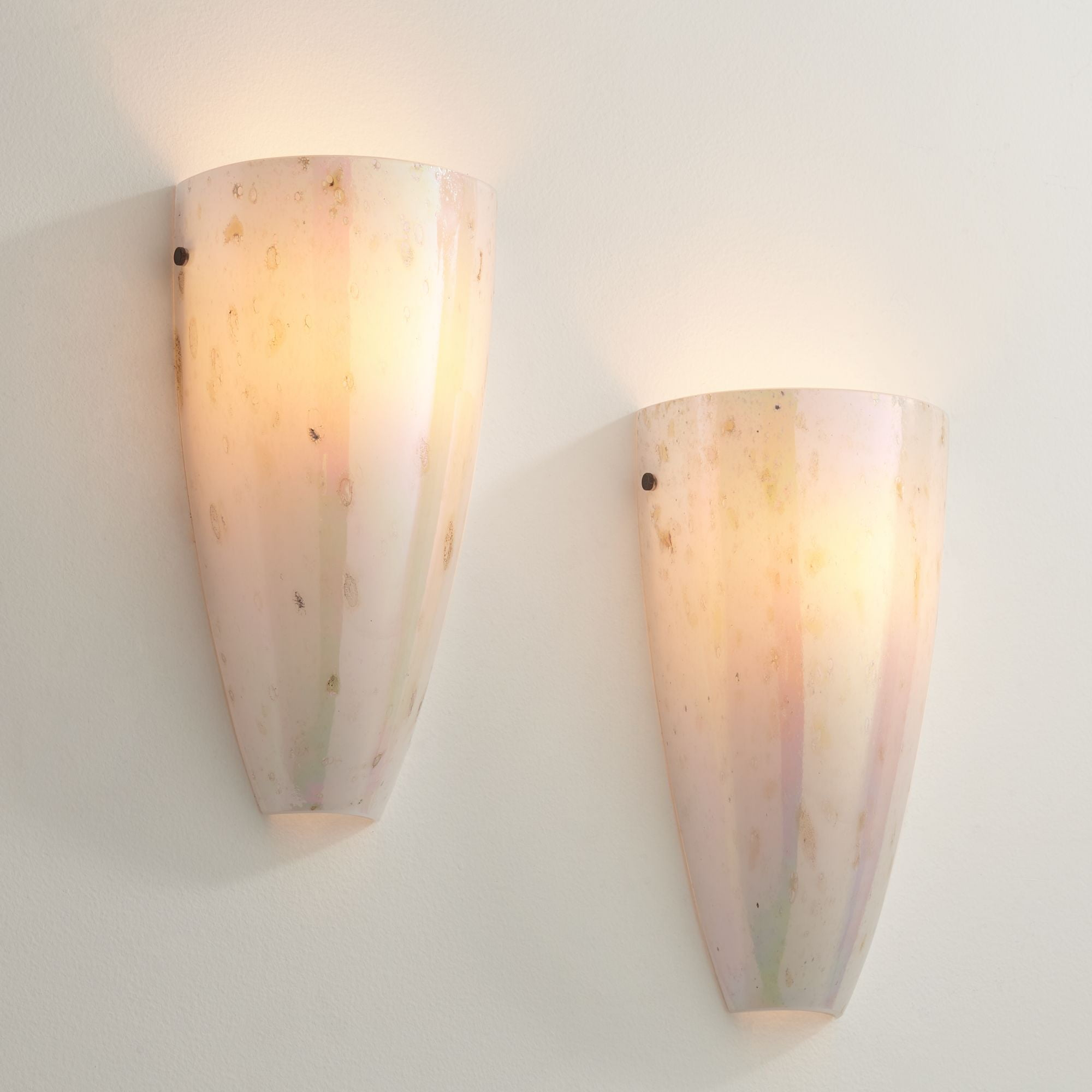Possini Euro Design Emelle Modern Wall Light Sconces Set of 2 Caramel Amber Art Glass Hardwire 7" Fixture for Bedroom Bathroom Vanity Living Room Home