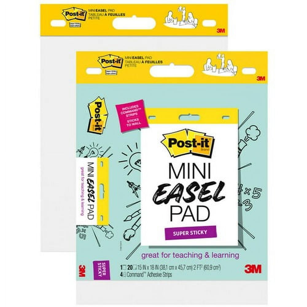Post-it® Post It Super Sticky Mini Easel Pad - 1 Subject(s) - 20 Sheets - Stapled - Portable, Self-stick, Bleed Resistant, Sturdy Back, Built-in Carry Handle - 6 / Carton