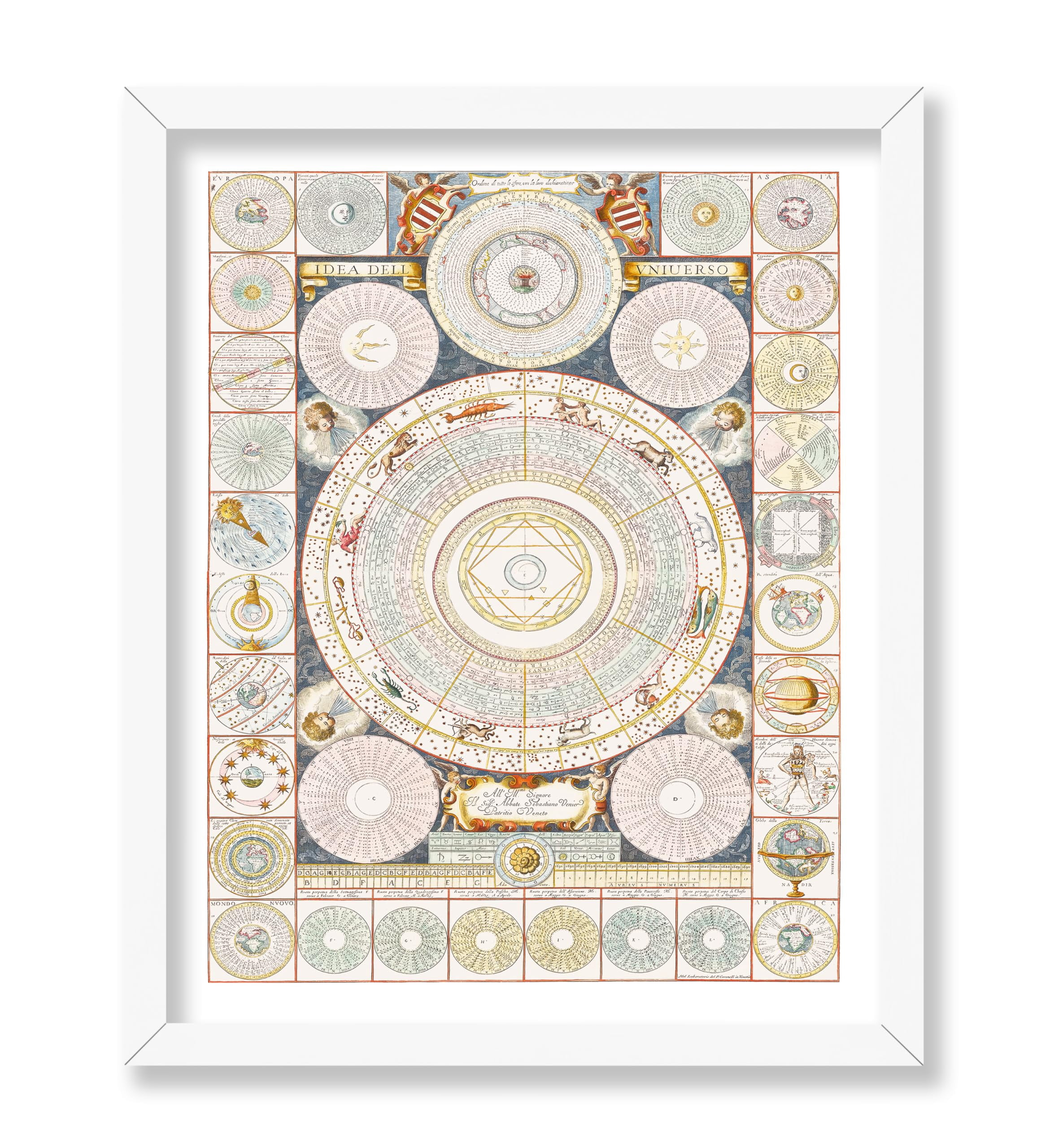 Poster Master Astrology Chart Poster - Astrological Star Sign Map - Great Wall Decor Gift for Home, Office, Living Room, Bedroom - Zodiac Wheel Print, 8x10 White Framed