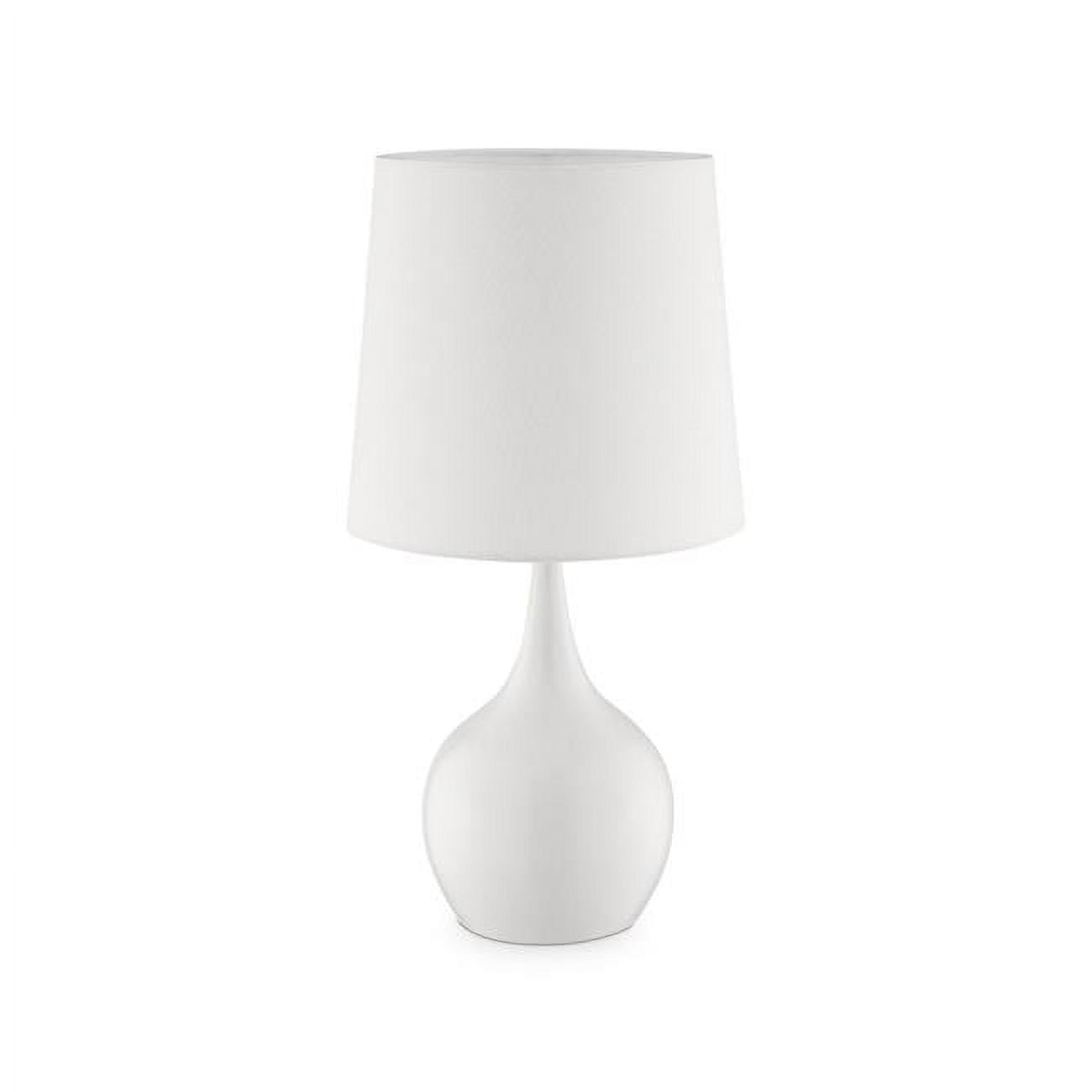 Pot Bellied Shape Metal Table Lamp with 3 Way Switch, White