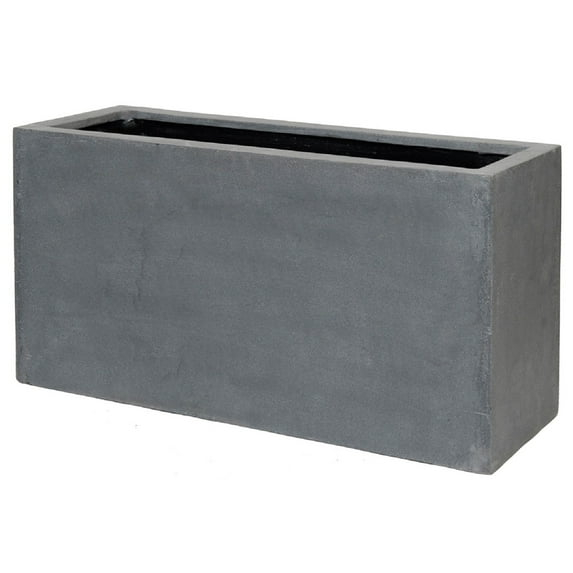 Pottery Pots USA Inc. Pottery Pots Jort Small Fiberstone Indoor Outdoor Modern Rectangle Planter, 16 Inch Tall Grey 16"x32"x12"