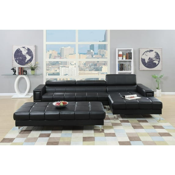 Hollywood Decor Reversible Modular Sofa and Chaise in Bonded Leather