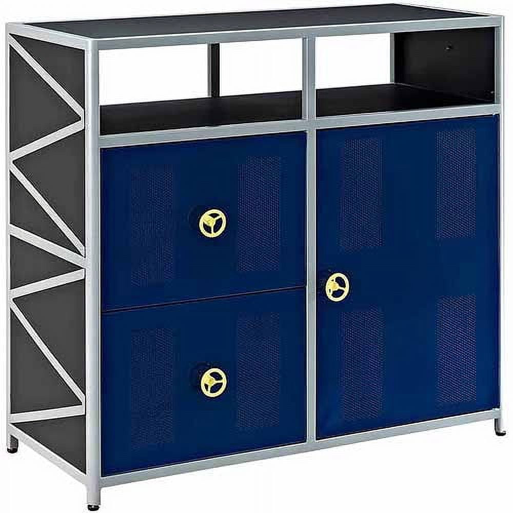Powell Dune Buggy Children's Metal Indoor Console Table with Storage, Blue