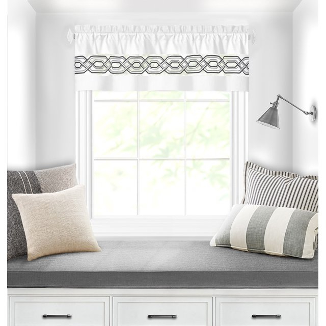 Achim Paige Rod Pocket Light Filtering Curtain Valance, White, 55" x 13"