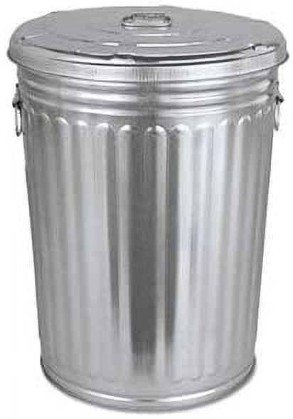 Pre-Galvanized Trash Can with Lid, Round, Steel, 20gal, Gray, Sold as 1 Each