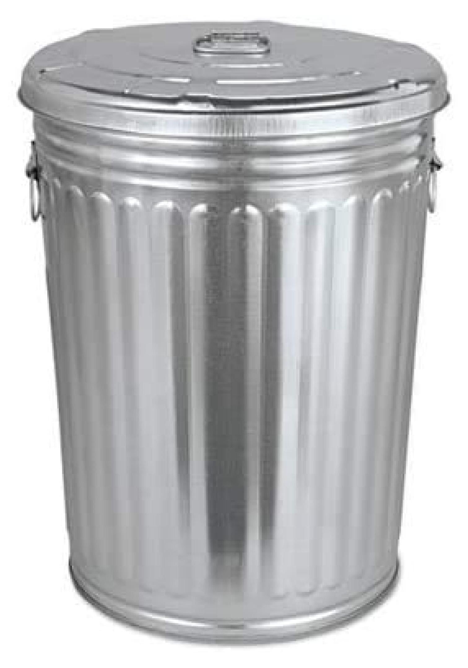 Pre-Galvanized Trash Can with Lid, Round, Steel, 20gal, Gray, Sold as 1 Each
