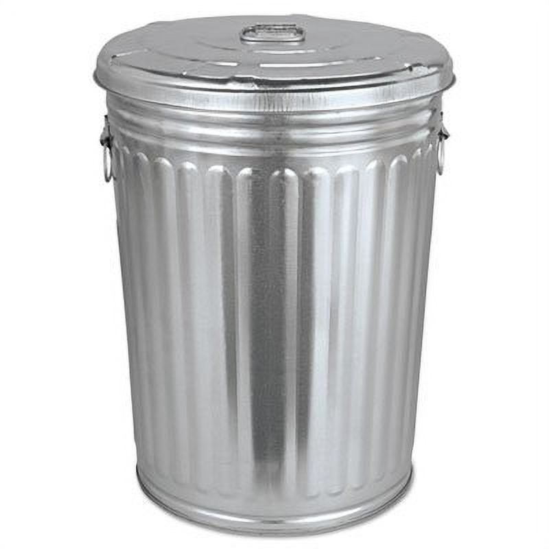 Pre-Galvanized Trash Can with Lid, Round, Steel, 20gal, Gray, Sold as 1 Each