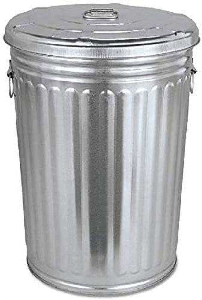 Pre-Galvanized Trash Can with Lid, Round, Steel, 20gal, Gray, Sold as 1 Each