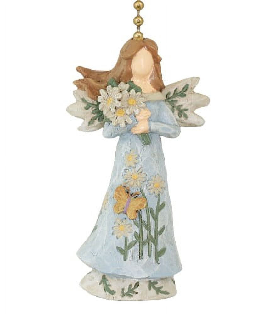 Precious Blue Floral Angel Resin Ceiling Fan Pull or Light Pull Chain Clementine