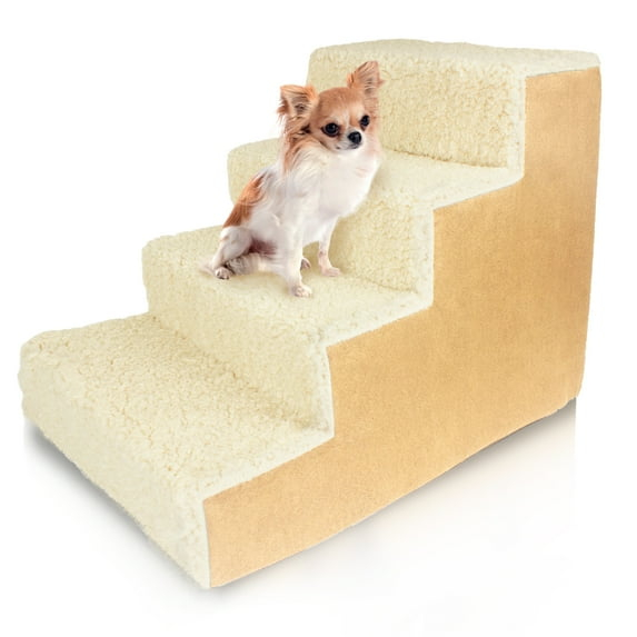 Precious Tails Deluxe High-Density Foam 4-Step Pet Stairs for Dogs and Cats - Durable, Lightweight, and Portable Staircase for Easy Mobility Assistance