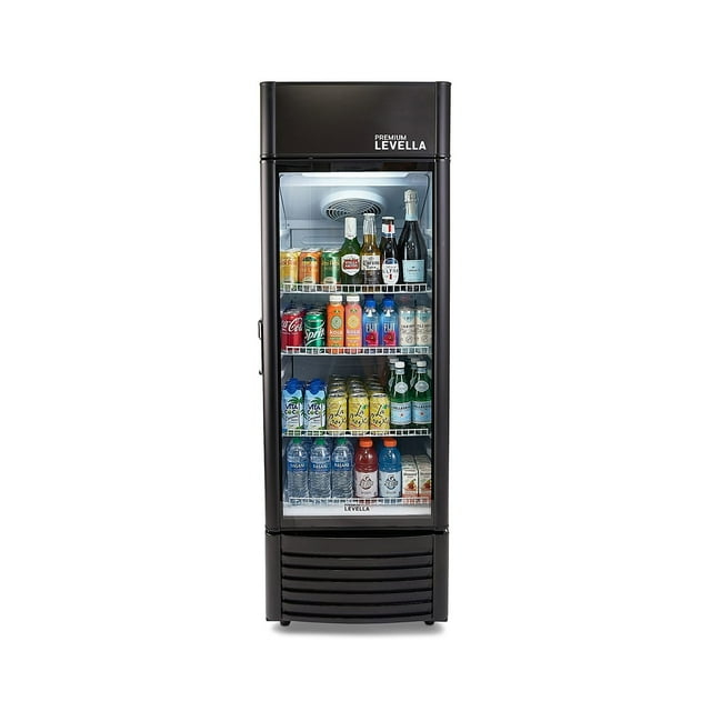 Premium Levella 9.0 cu ft 1-Glass Door Commercial Refrigerator, Matte Black