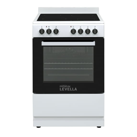 Premium Levella PREV2405VW 24" Vitroceramic Cooktop Electric Range with 4 Burners and 2.4 Cu. Ft. Single Convection Oven - White