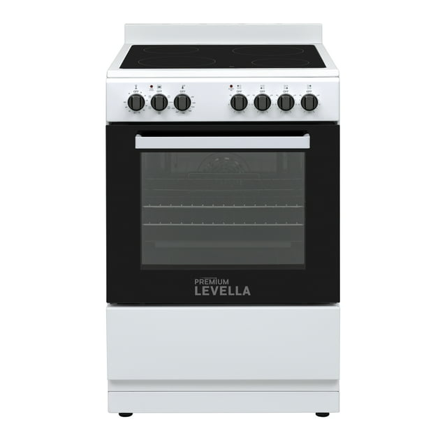Premium Levella PREV2405VW 24" Vitroceramic Cooktop Electric Range with 4 Burners and 2.4 Cu. Ft. Single Convection Oven - White