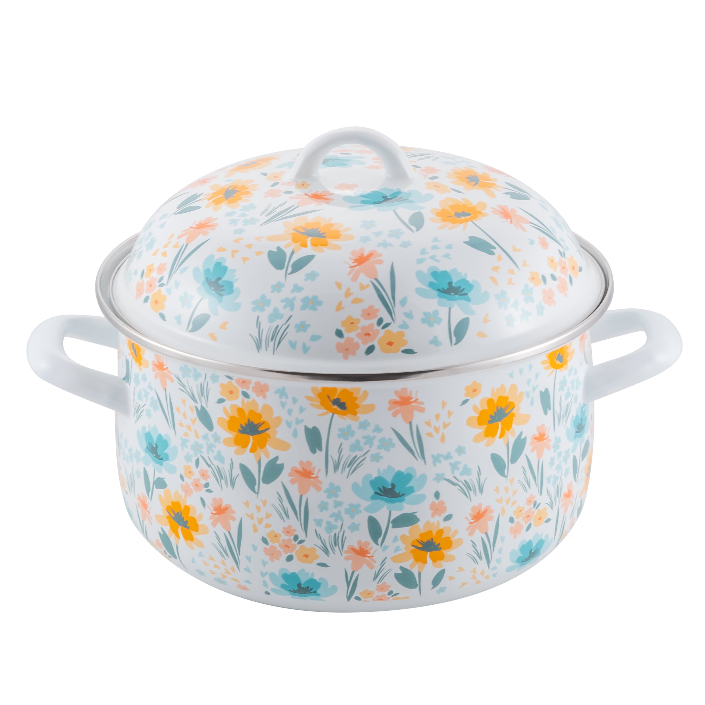 Prep•N•Cook by McSunley 6Qt Floral Porcelain Enamel Dutch Oven