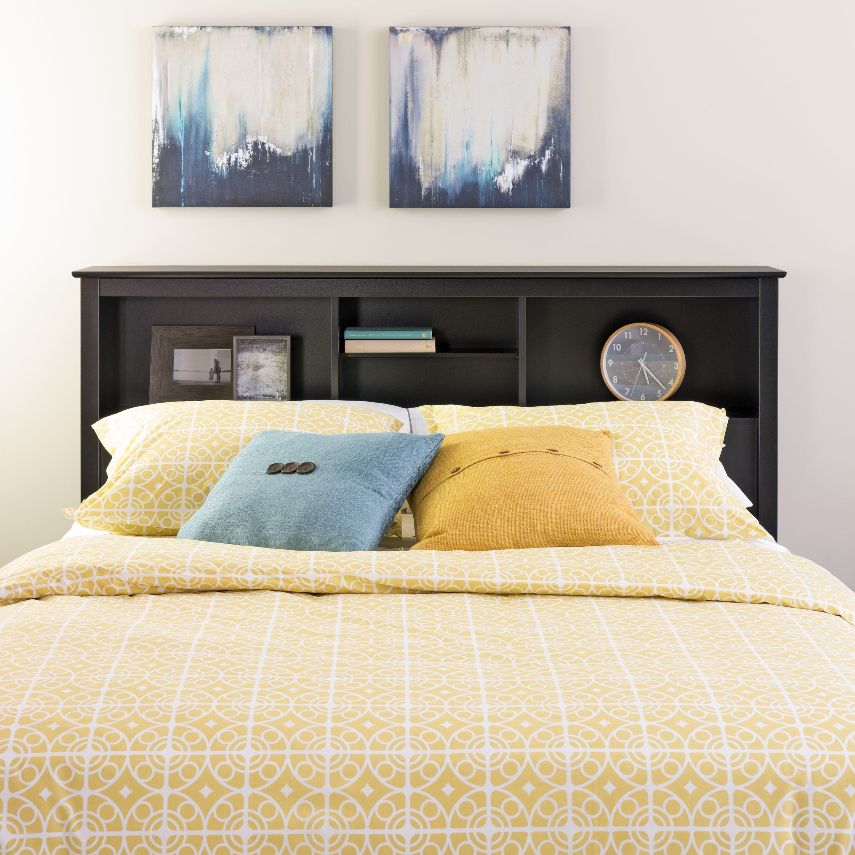 Prepac Freestanding Full/Queen Bookcase Headboard,  Black