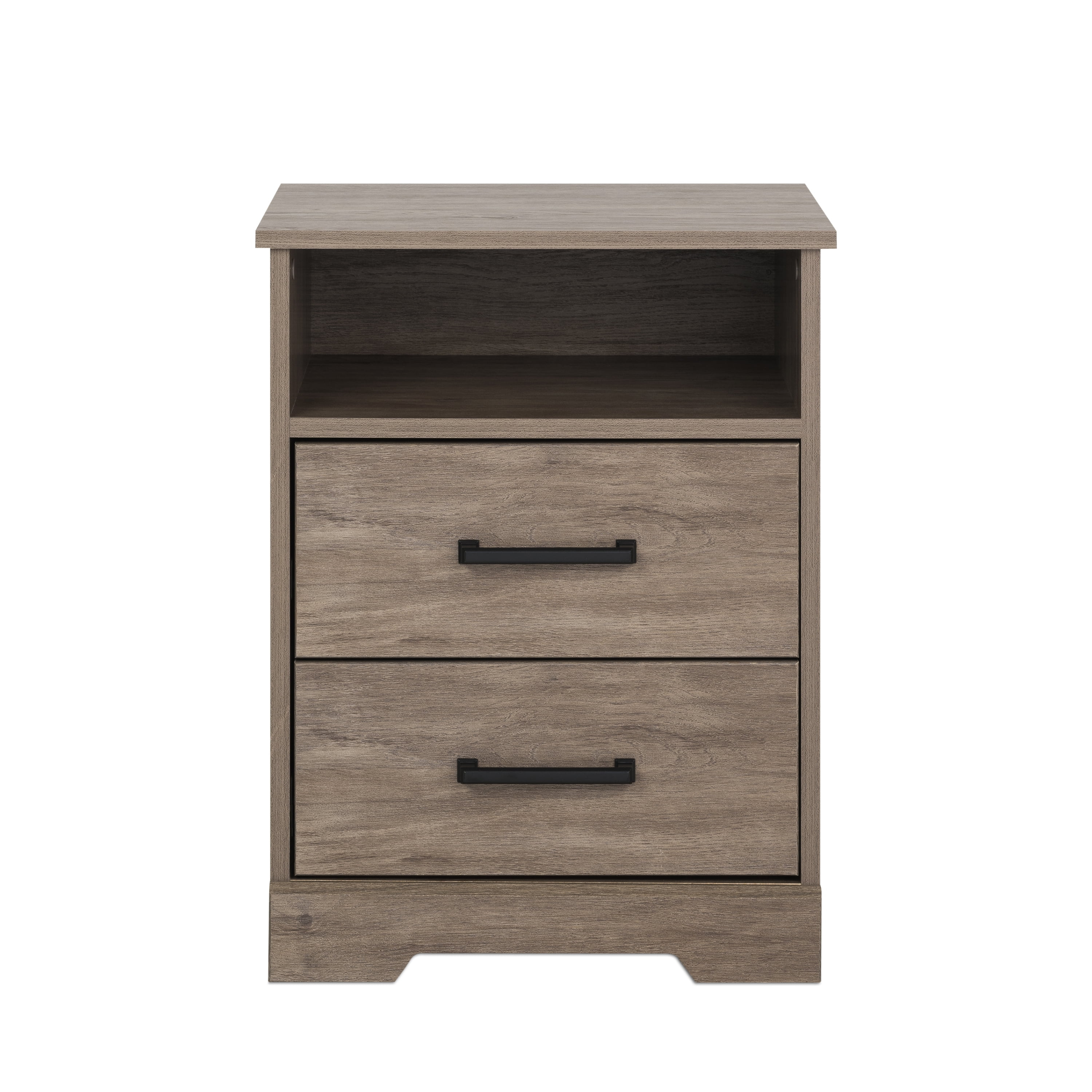 Prepac Rustic Ridge Farmhouse Nightstand Bedside Table, Brown Nightstand for Bedroom, End Table with 2 Drawers and Open Shelf 16.25"D x 18.75"W x 24.5"H