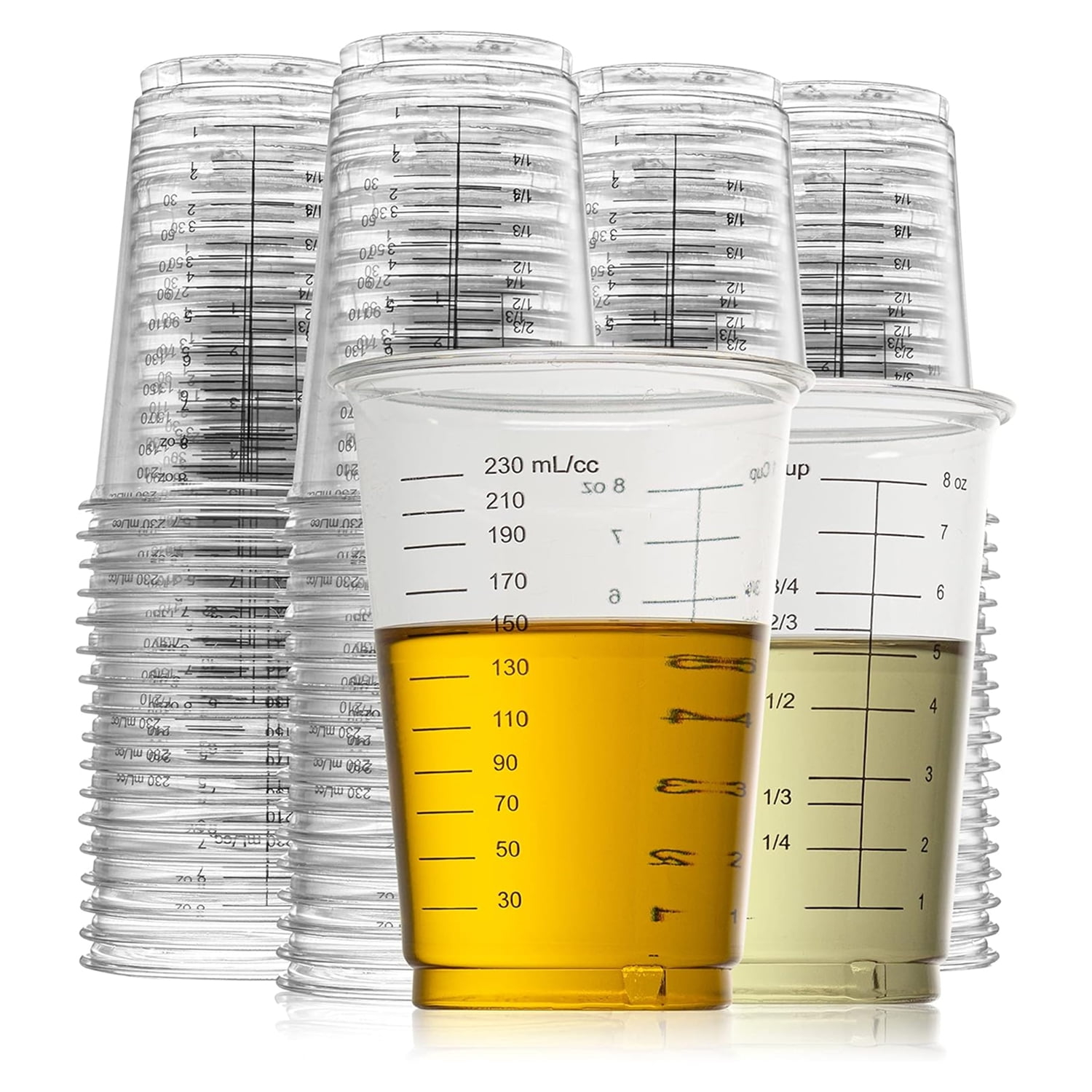 Prestee 50 Disposable Measuring Cups - 8 Oz | Resin Mixing Cups For Epoxy Resin | Plastic Measuring Cups | Liquid Measuring Cups Plastic | Dry Measuring Cups | Paint Mixing Cups