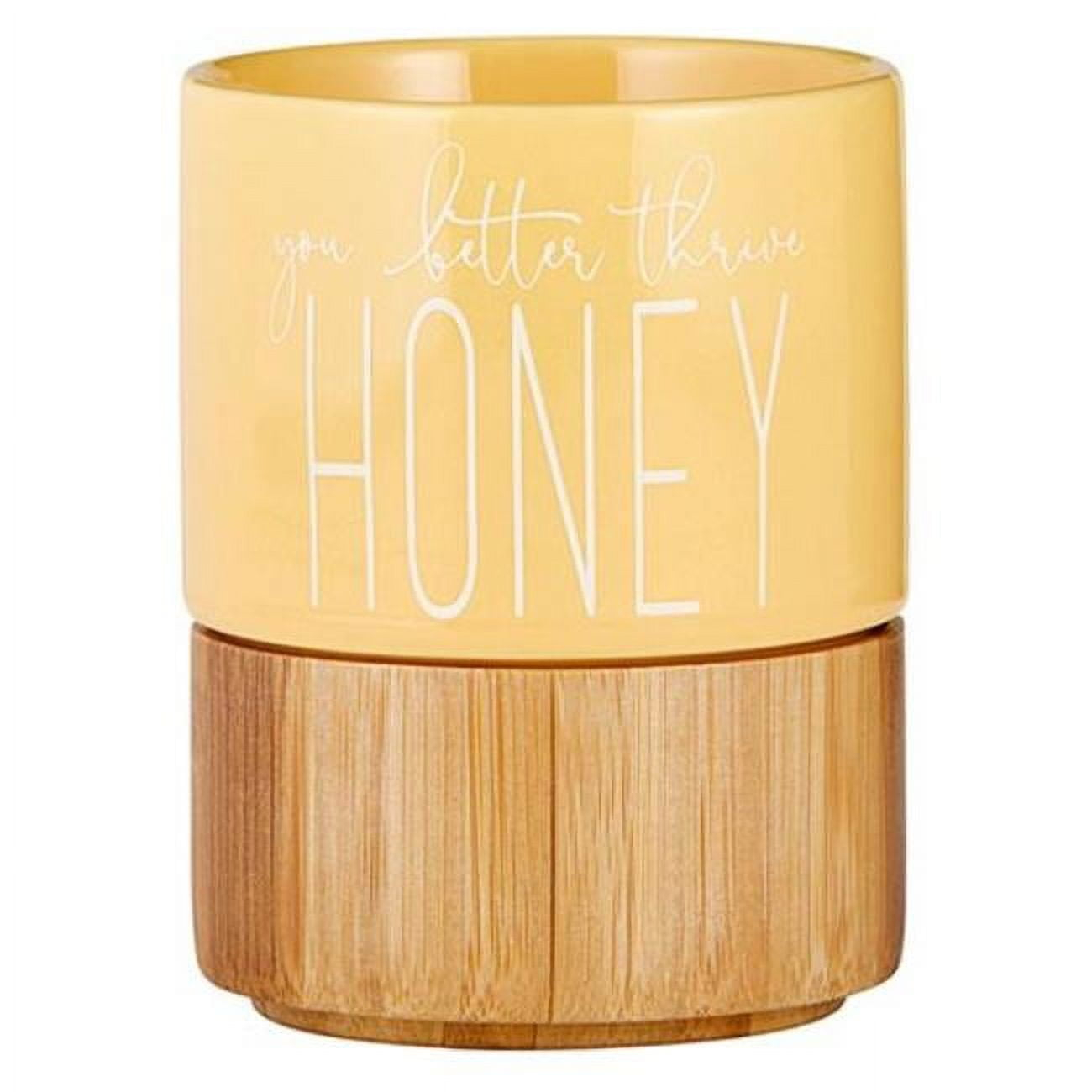 Pretty in Green Ceramic Mug with Bamboo Base - You Better Thrive Honey