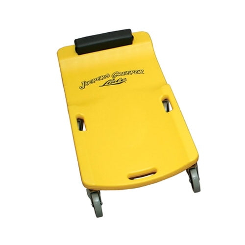 Yellow Ergonomic Plastic Creeper with Large Wheels and Padded Headrest
