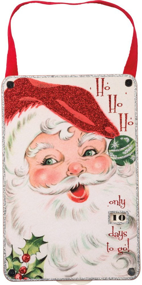 Christmas 9.25" Santa Countdown Wheel Ho Ho Ho Days Till Christmas Primitives By Kathy  -  Wall Sign Panels