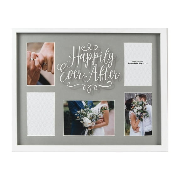 Prinz 5-Opening Happily Ever After Collage Picture Frame, Holds (4) 4x6, (1) 5x7 Photos, Grey