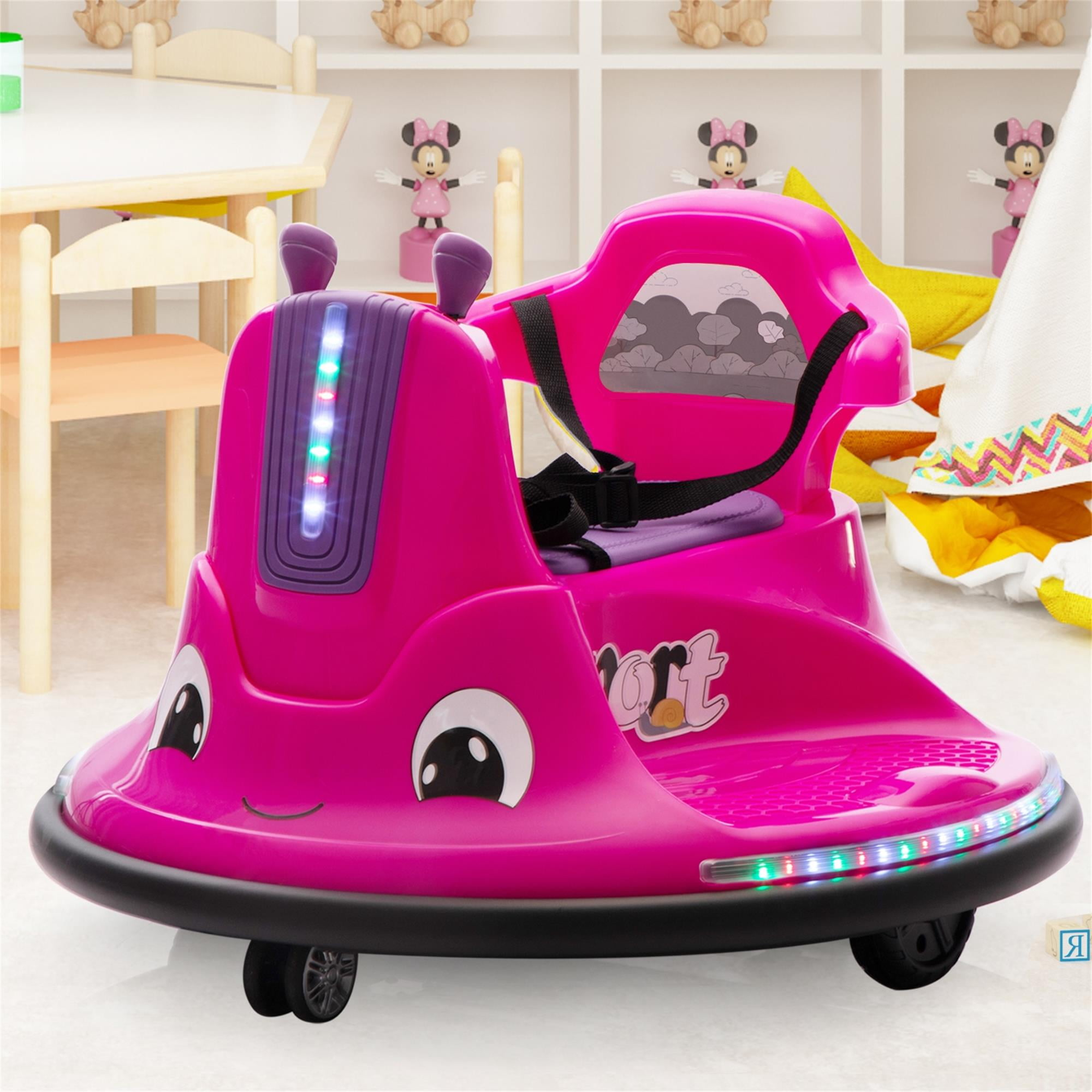 iRerts Ride on Toys for Toddlers, 12V Bumper Car for Kids Ages 2-5 Gifts, Ride on Cars with Remote Control, Bluetooth, MP3 Music, Light Belt, Rose Red