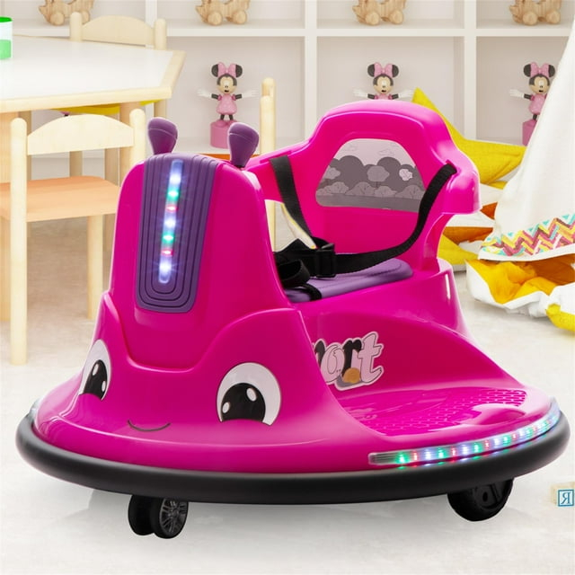 iRerts Ride on Toys for Toddlers, 12V Bumper Car for Kids Ages 2-5 Gifts, Ride on Cars with Remote Control, Bluetooth, MP3 Music, Light Belt, Rose Red