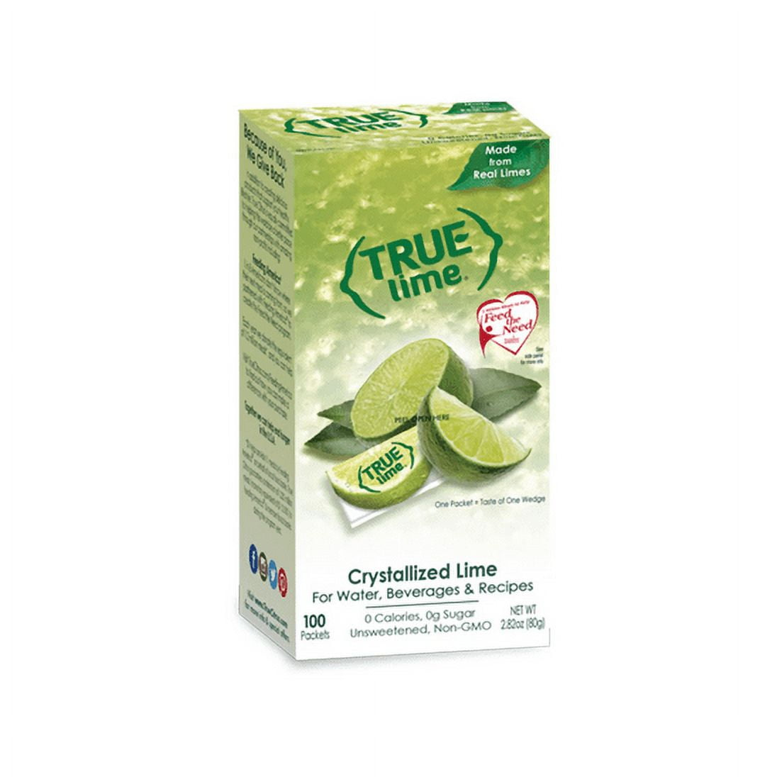 True Lime Crystallized Lime Packets for Water, Tea & Beverages