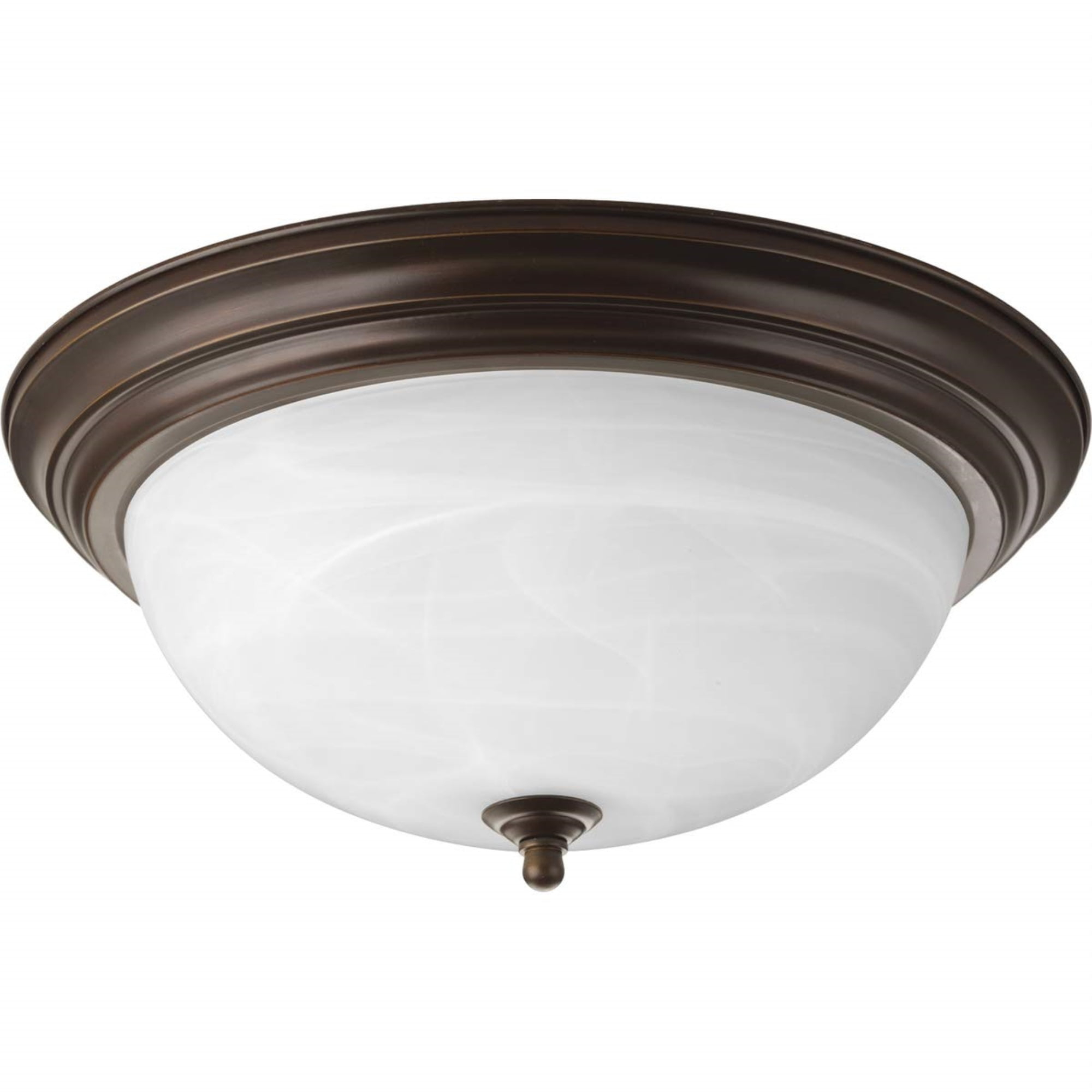Progress Lighting, Melon Collection, 3-Light Flush Mount, Antique Bronze, Alabaster Glass Shade