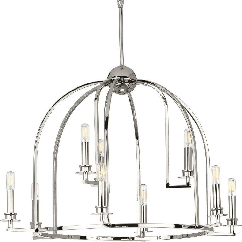 P400187-104-Progress Lighting-Seneca - Chandeliers Light - 9 Light in Farmhouse style - 30 Inches wide by 20.88 Inches high-Polished Nickel Finish