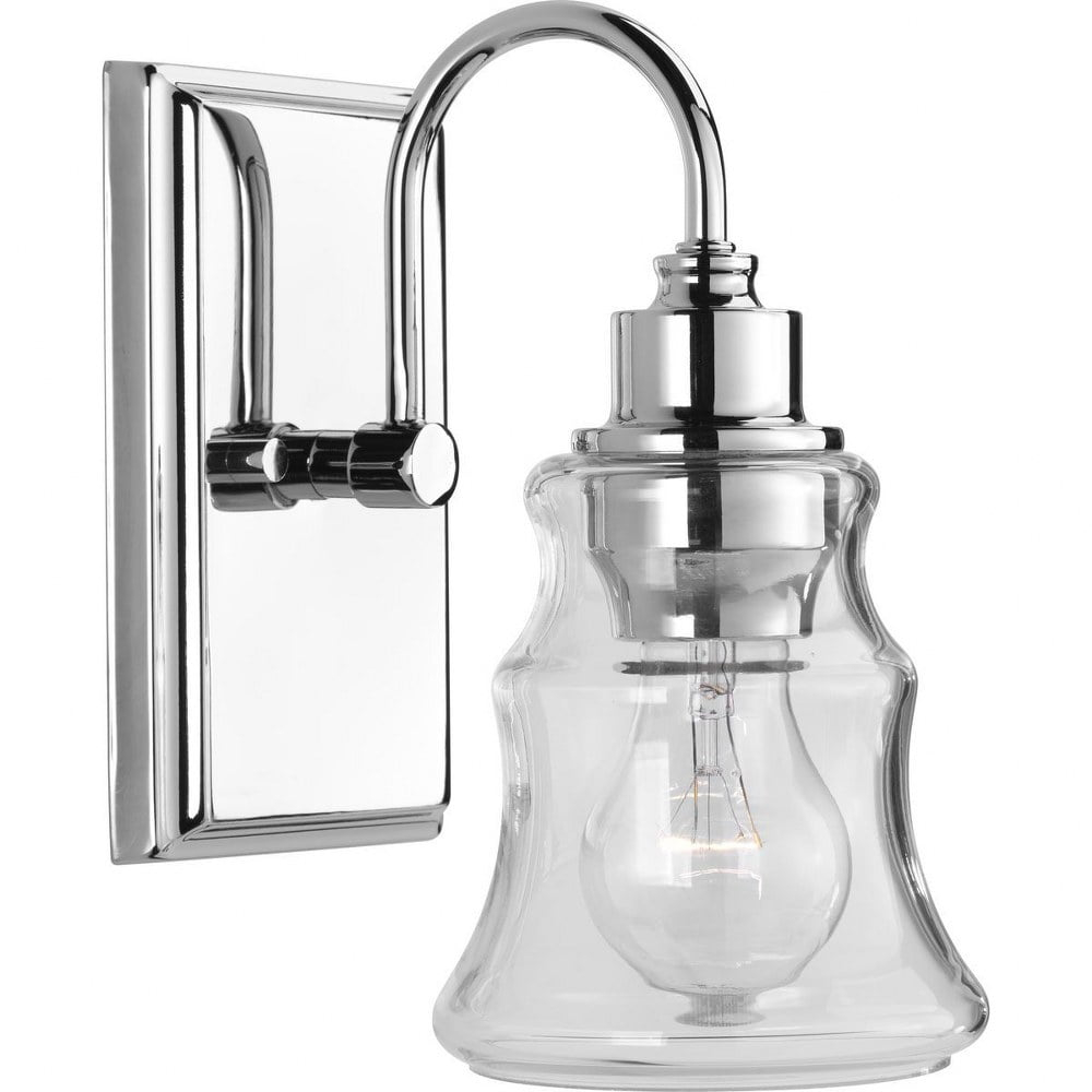 Progress Lighting Litchfield 1-Light Bath Vanity, Polished Chrome, Clear Glass Shade