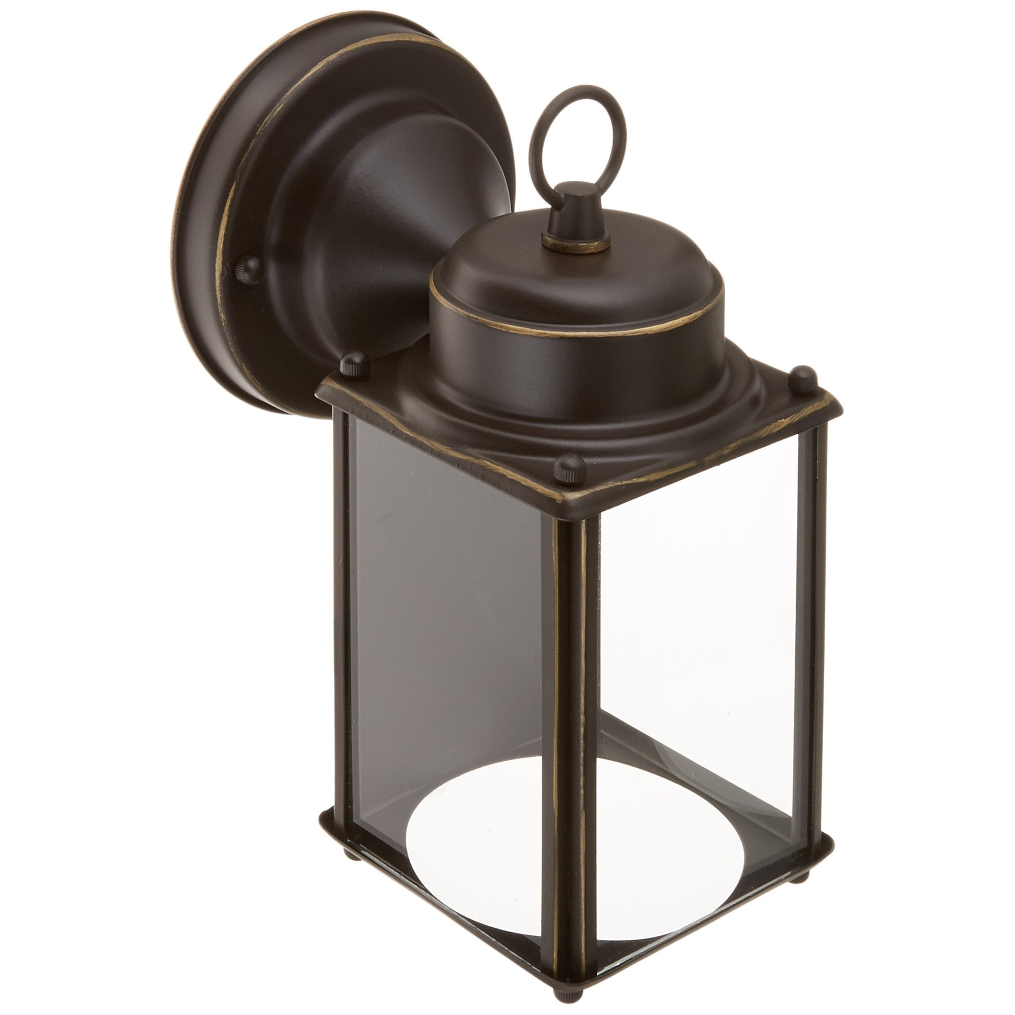 Progress Lighting, Flat Coach Lantern, 1 Light, Wall Light, Antique Bronze, Clear Glass, Porcelain Collection