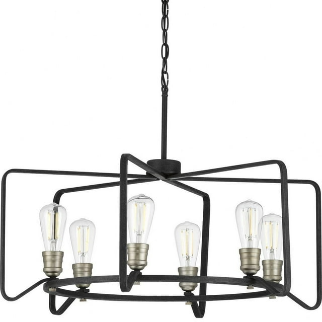 P400154-071-Progress Lighting-Foster - Chandeliers Light - 6 Light in Farmhouse style - 30 Inches wide by 14 Inches high     -Traditional Installation