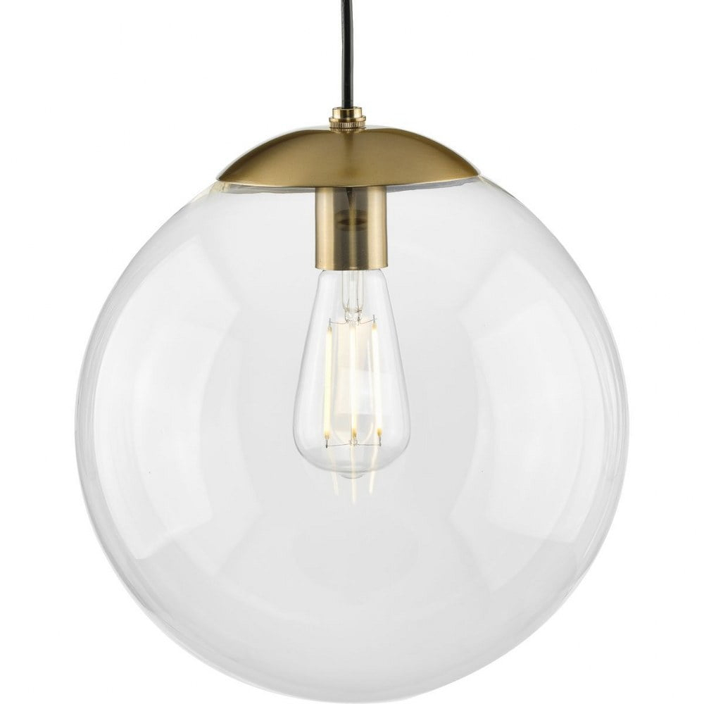 Progress Lighting P500311-109 Atwell - 1 Light Large Pendant   Brushed Bronze Finish with Clear Glass