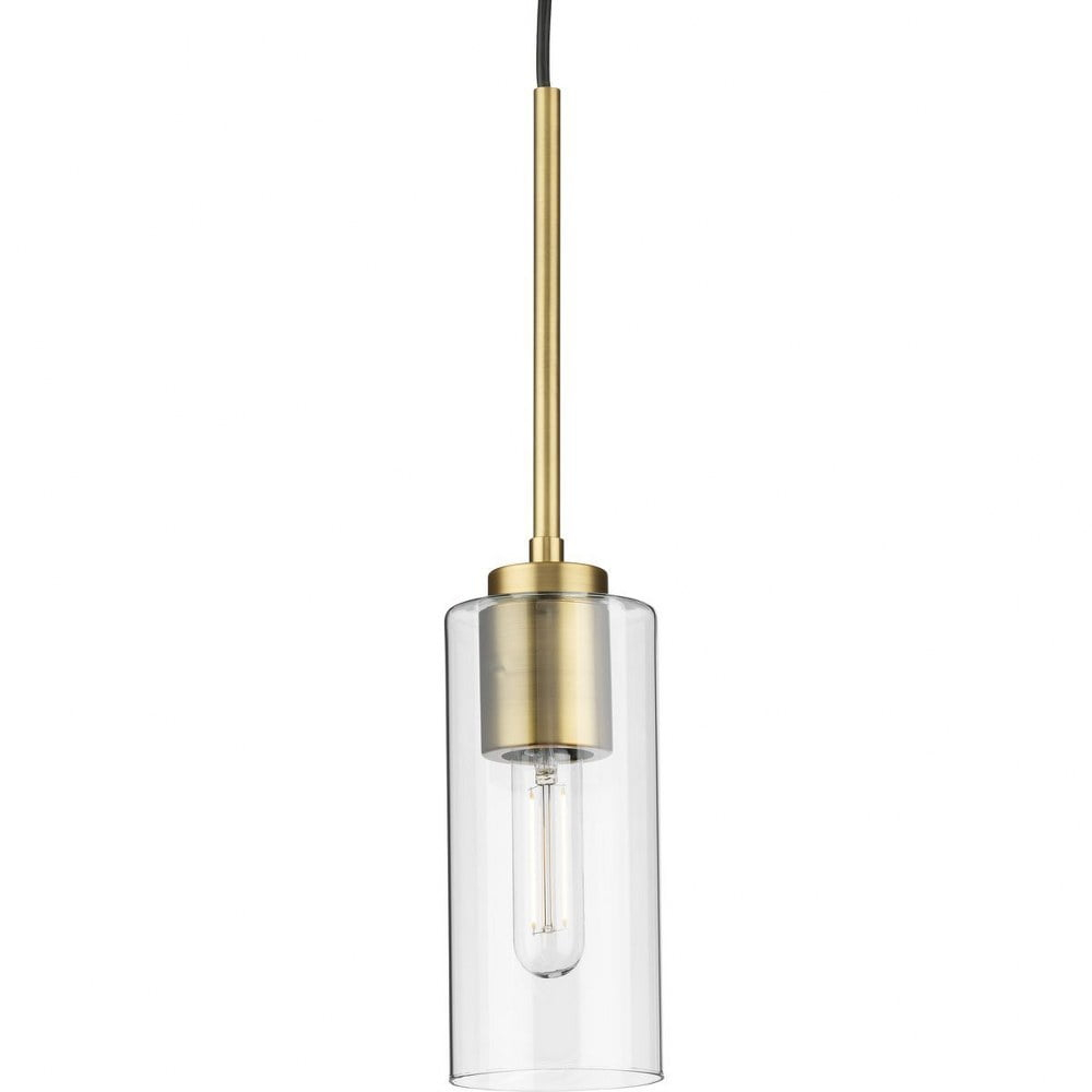 Progress Lighting Cofield 1-Light Pendant, Vintage Brass, Glass Shade