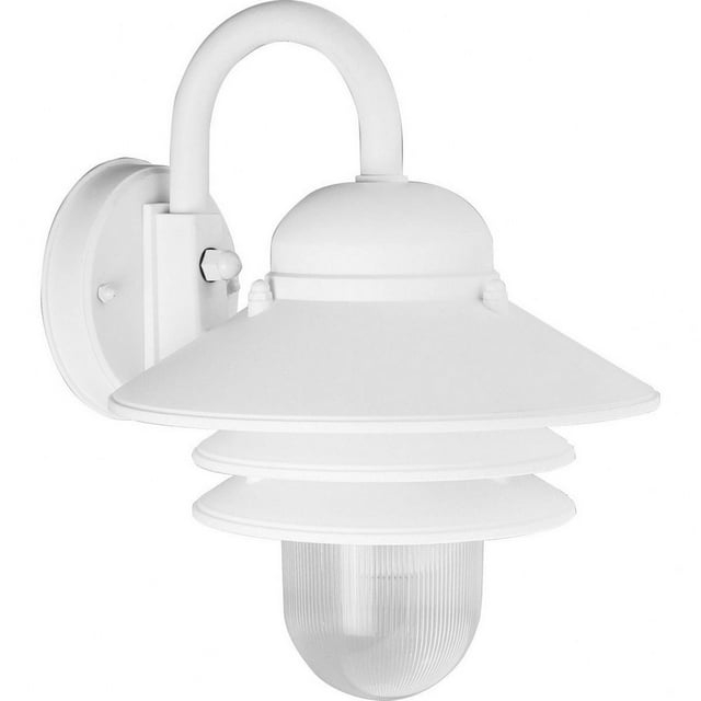 Progress Lighting Newport 1-Light Outdoor Wall Lantern, White Finish, Clear Prismatic Acrylic Shade