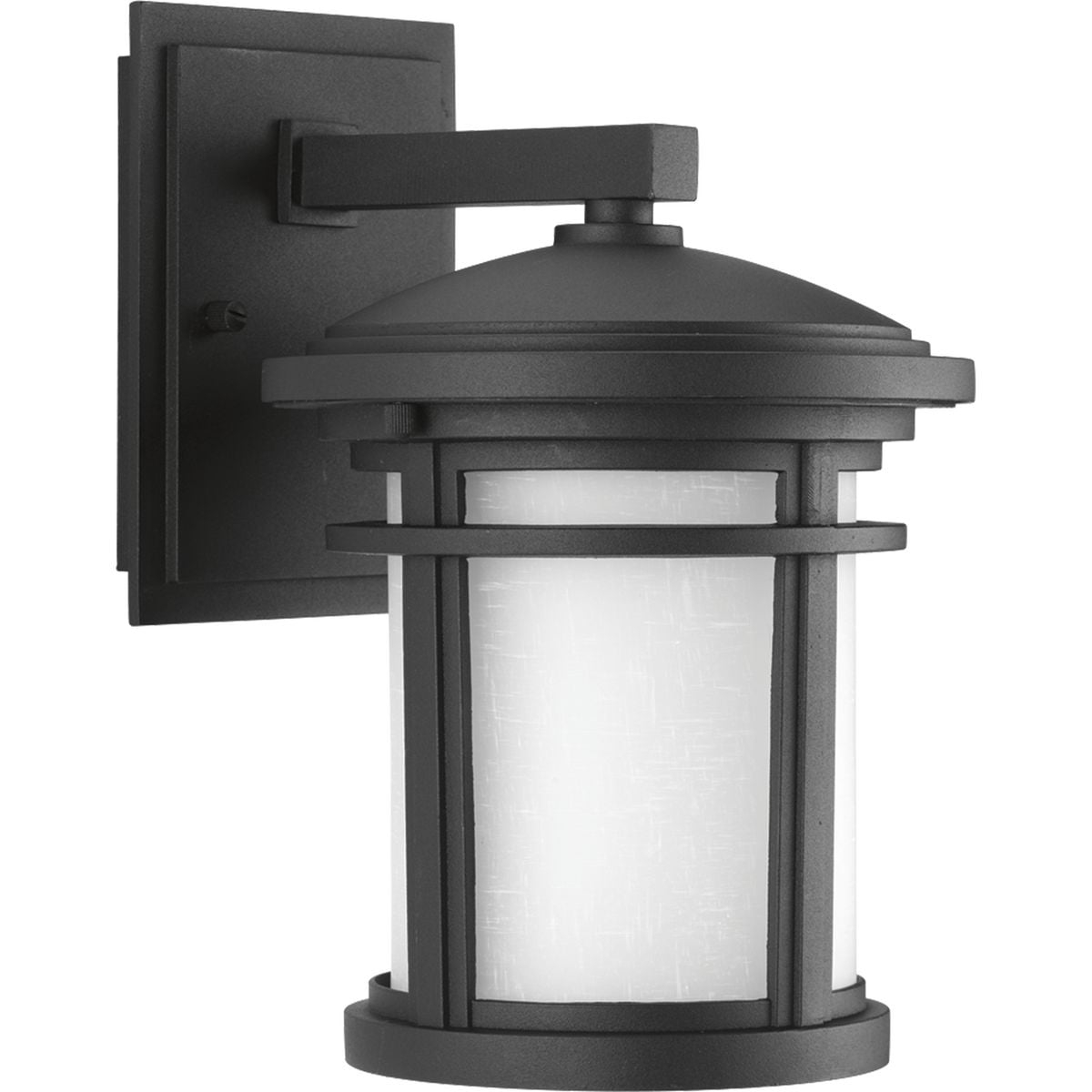 Progress Lighting Wish 1-Light Outdoor Black Wall Lantern with Etched Umber Linen Glass and Dark Sky Shield