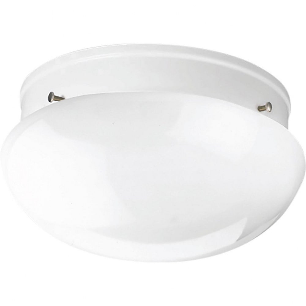 Progress Lighting, Fitter Collection, 2-Light Flush Mount, Brushed Nickel, White Glass Bowl