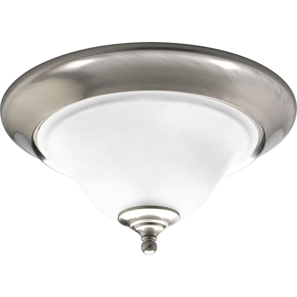 Progress Lighting Trinity Collection 2-Light Flush Mount Ceiling Fixture, Brushed Nickel, Etched Glass Shade
