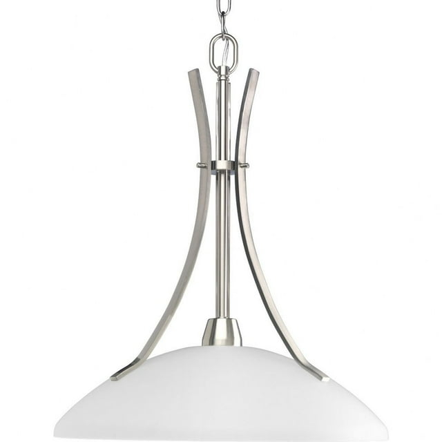 Progress Lighting Wisten 1-Light Pendant, Brushed Nickel, Etched Glass Shade Collection