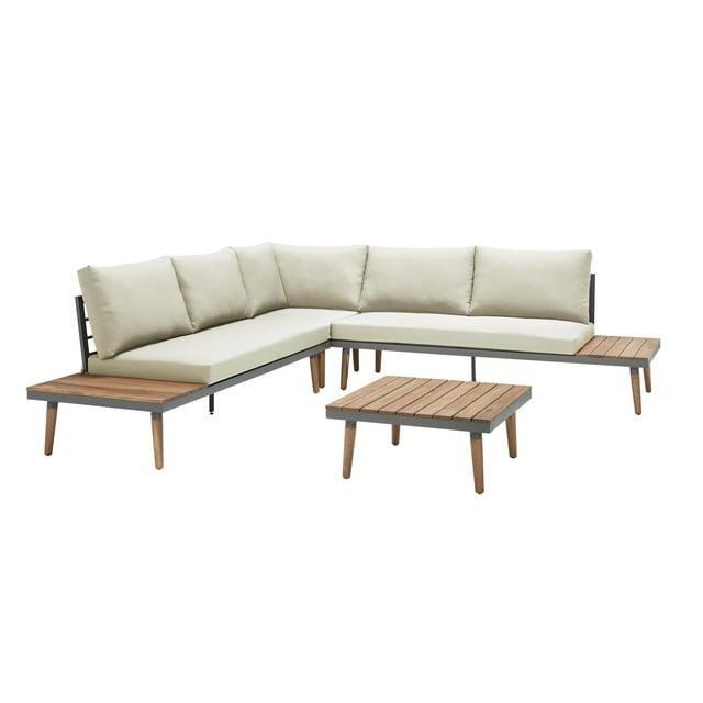 Progressive Furniture Dockside Outdoor Sectional in Brown/Cream