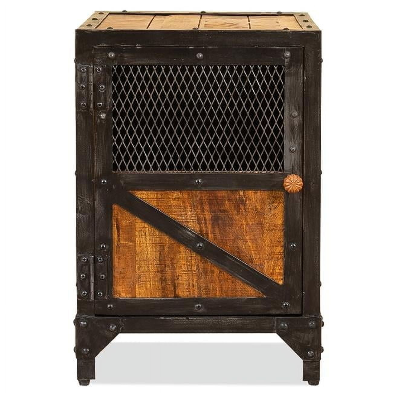 Progressive Furniture Everest  Wood Accent Table/Nightstand Brown w/ Black Metal