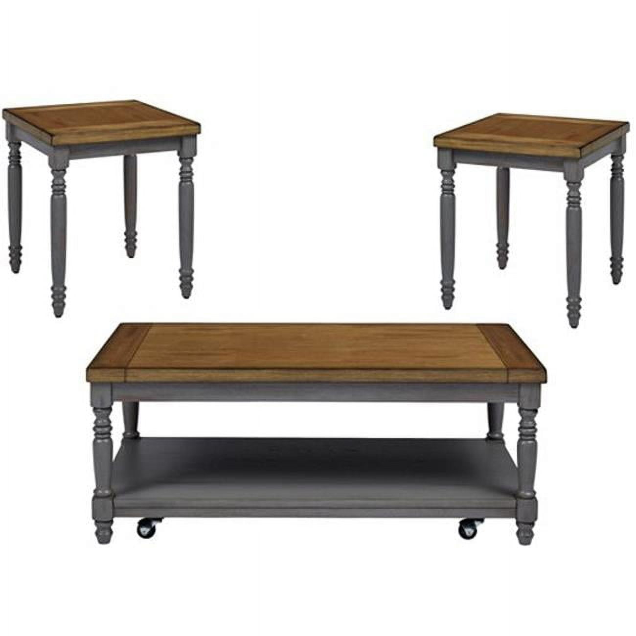 Progressive Furniture Grayton Lane Wood Cocktail Table & 2 End Tables in Brown