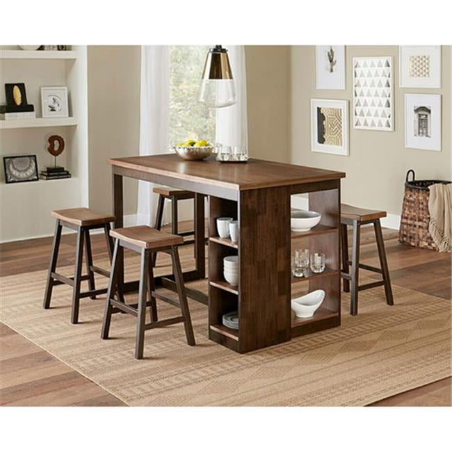 Progressive Furniture Kenny Wood Counter Storage Table in Walnut Brown/Chocolate