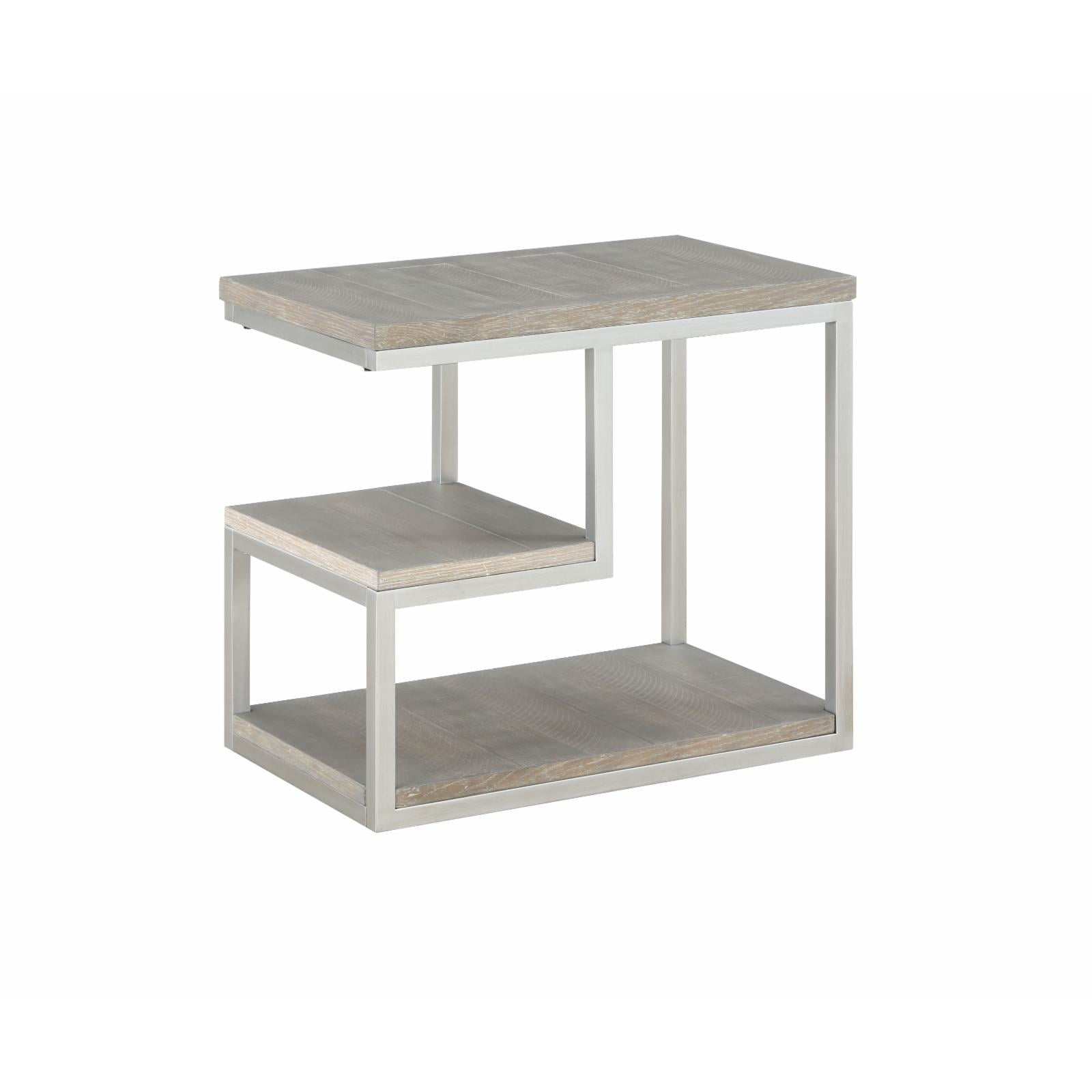 Progressive Furniture Lake Forest II Wood Chairside Table in Musk Gray/Natural