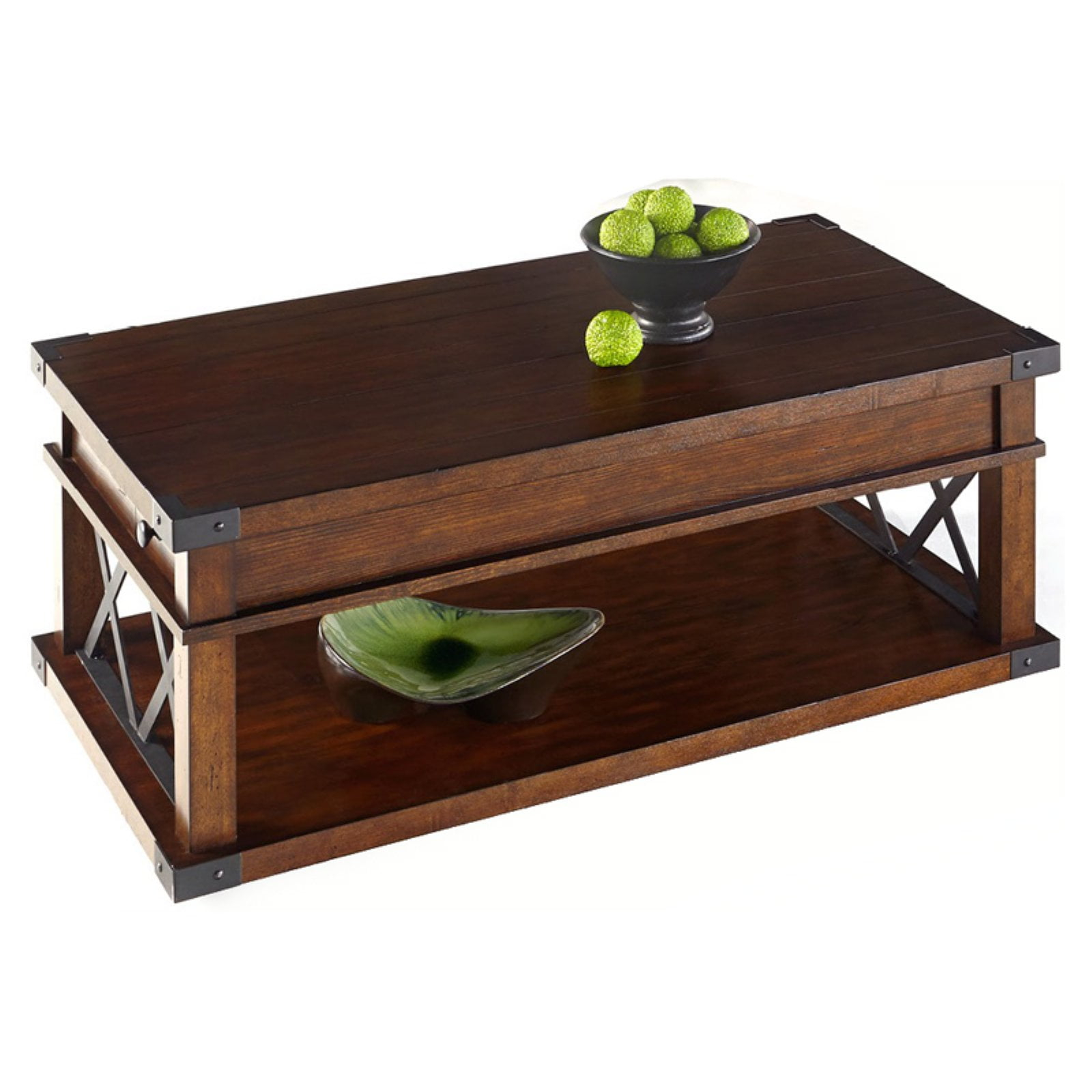 Progressive Furniture Landmark Castered Wood Coffee Table in Walnut Brown