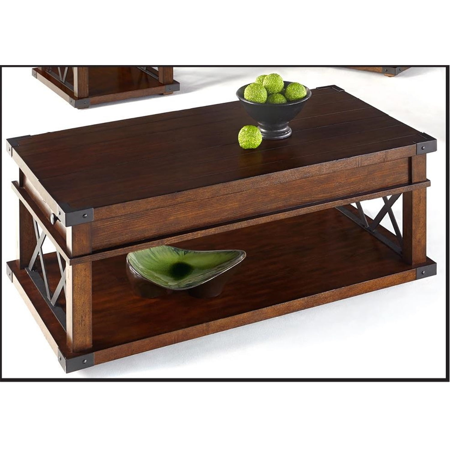 Progressive Furniture Landmark Castered Wood Coffee Table in Walnut Brown