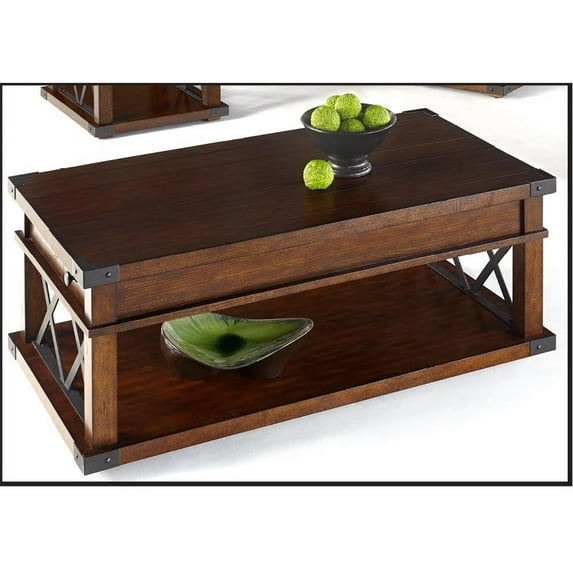 Progressive Furniture Landmark Castered Wood Coffee Table in Walnut Brown
