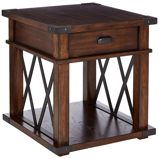 Progressive Furniture Landmark Rectangular Wood End Table in Walnut Brown