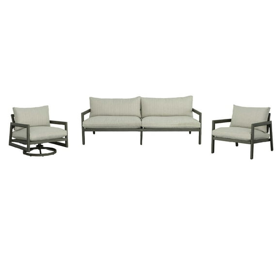 Progressive Furniture Sunset Aluminum Outdoor Seating Set in Gray